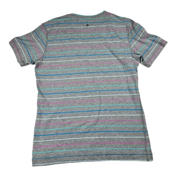 Lululemon Mens Short Sleeve Striped Vneck Shirt sz Sm See Description - Picture 4 of 6